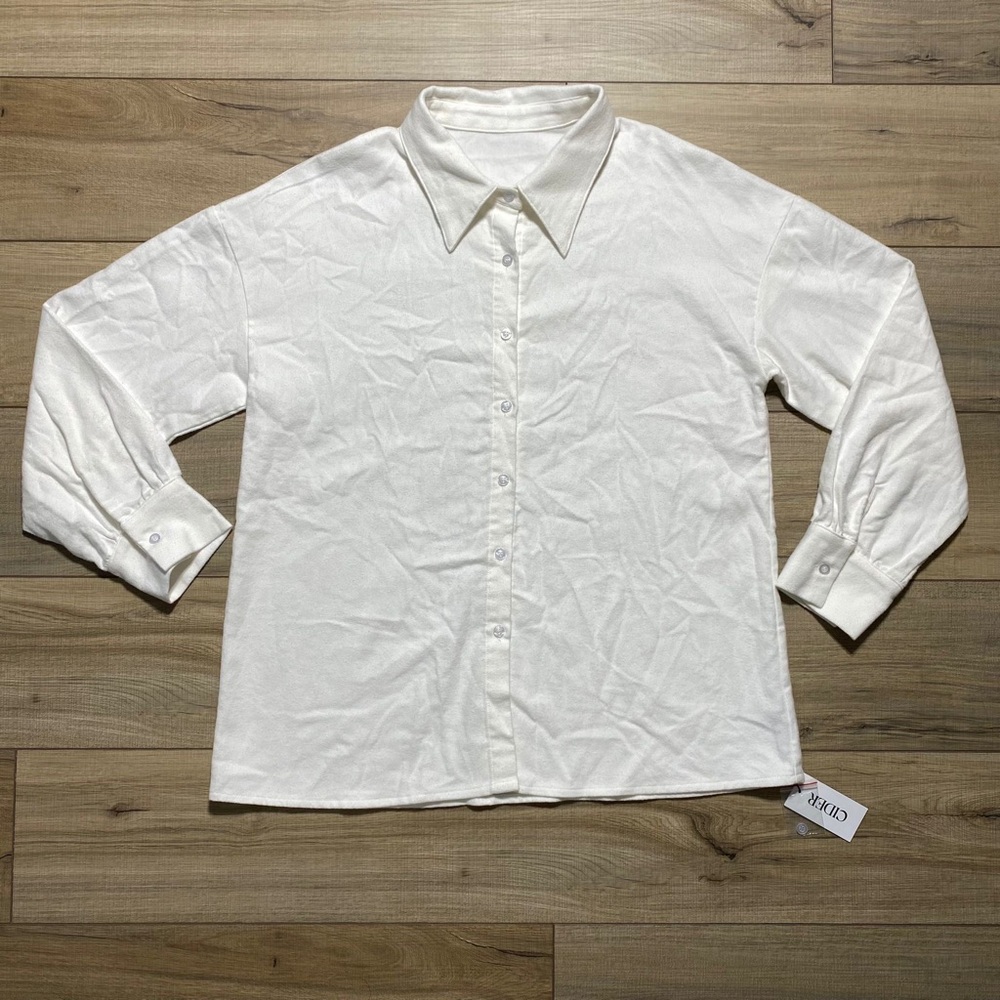 Cider Womens Button Up‎ Long Sleeve Shirt Size XL Light Cream